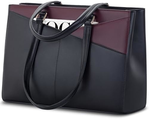 Laptop TOTE BAG PARA MULHERES 15,6 polegadas impermeável de couro BAGAS DE COMPUTADOR DE OFFICIAL DE OFFICIAL BREEFCASE preto