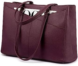 Laptop TOTE BAG PARA MULHERES 15,6 polegadas impermeável de couro BAGAS DE COMPUTADOR DE OFFICIAL DE OFFICIAL BREEFCASE preto