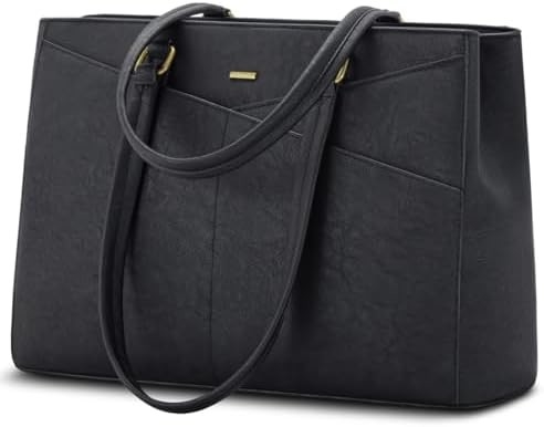 Laptop TOTE BAG PARA MULHERES 15,6 polegadas impermeável de couro BAGAS DE COMPUTADOR DE OFFICIAL DE OFFICIAL BREEFCASE preto