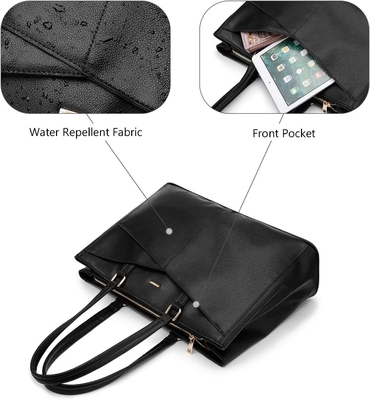 Laptop TOTE BAG PARA MULHERES 15,6 polegadas impermeável de couro BAGAS DE COMPUTADOR DE OFFICIAL DE OFFICIAL BREEFCASE preto