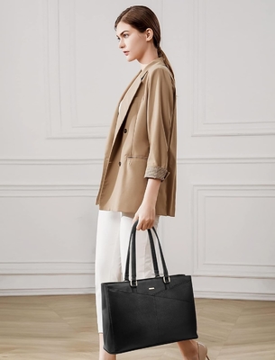 Laptop TOTE BAG PARA MULHERES 15,6 polegadas impermeável de couro BAGAS DE COMPUTADOR DE OFFICIAL DE OFFICIAL BREEFCASE preto