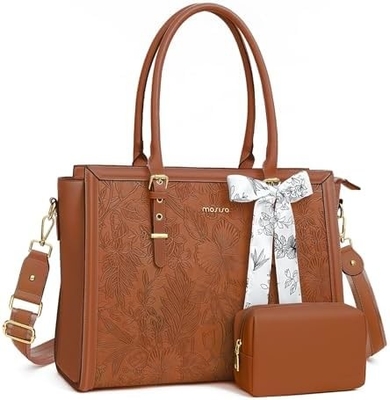 MOSISO LAPTOP BAG PARA MUJERES, 17-17.3 polegadas PU TOTE BAG de couro compatível com MACBOOK, HP, DELL, ASUS NOTEBOOK