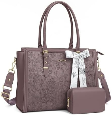 MOSISO LAPTOP BAG PARA MUJERES, 17-17.3 polegadas PU TOTE BAG de couro compatível com MACBOOK, HP, DELL, ASUS NOTEBOOK