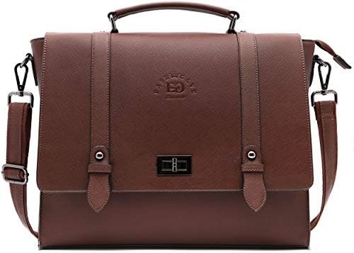 EASEGAVE 17 polegadas de portátil feminino porta-malas, VINTAGE PURPLE SAFFIANO eco-leather, MULTI-compartimento, 3 libras de capacidade de peso