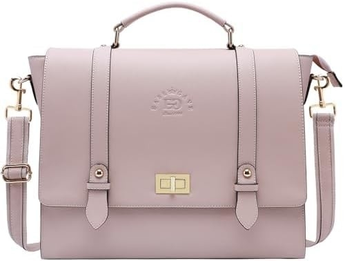 EASEGAVE 17 polegadas de portátil feminino porta-malas, VINTAGE PURPLE SAFFIANO eco-leather, MULTI-compartimento, 3 libras de capacidade de peso