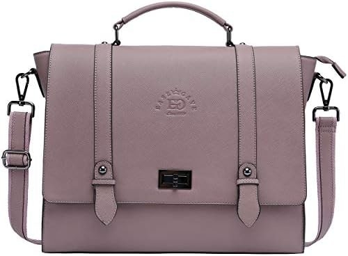 EASEGAVE 17 polegadas de portátil feminino porta-malas, VINTAGE PURPLE SAFFIANO eco-leather, MULTI-compartimento, 3 libras de capacidade de peso