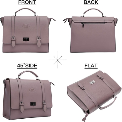 EASEGAVE 17 polegadas de portátil feminino porta-malas, VINTAGE PURPLE SAFFIANO eco-leather, MULTI-compartimento, 3 libras de capacidade de peso