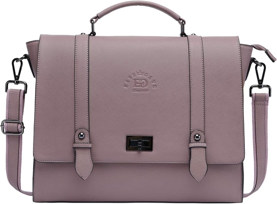 EASEGAVE 17 polegadas de portátil feminino porta-malas, VINTAGE PURPLE SAFFIANO eco-leather, MULTI-compartimento, 3 libras de capacidade de peso