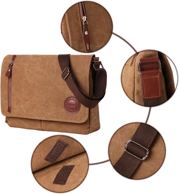 VINTAGE CANVAS SACHEL MESSENGER BAGA PARA HOMENS MUJERES, BAGA DE ESPALHO DE VIAJE 13,5 &quot;BAGAS DE LÁPTOP BOOKBAG