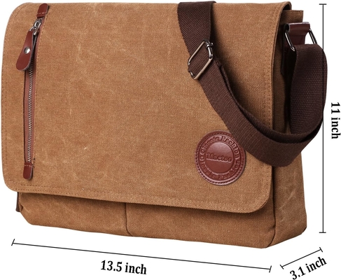 VINTAGE CANVAS SACHEL MESSENGER BAGA PARA HOMENS MUJERES, BAGA DE ESPALHO DE VIAJE 13,5 &quot;BAGAS DE LÁPTOP BOOKBAG