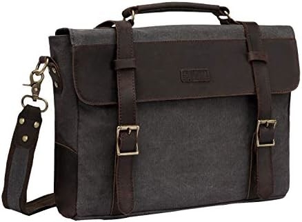 Saco de mensageiros para homens, Vintage de lona de couro de lona de laptop de mochila de ombro de bolsa de negócios