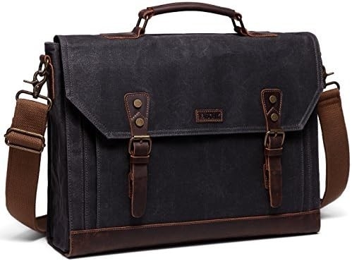 Saco de mensageiros para homens, Vintage de lona de couro de lona de laptop de mochila de ombro de bolsa de negócios