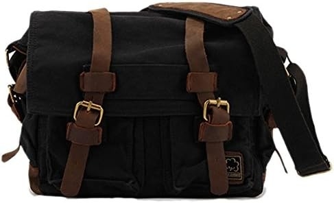 SECHUNK VINTAGE CANVAS de couro militar LAPTOP BAGA MESSENGER BAGAS MEDIUM