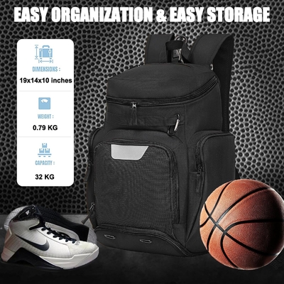 BASKETBALL BACKPACK BALSA DE ESPORTO GRANDE BALSA DE GIMNÁSIA com compartimento de bola e compartimento de calçados para armazenar calçados esportivos Água