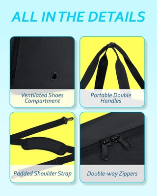 Saco de ginástica BAGSMART com compartimento para sapatos e bolso molhado, saco de viagem esportivo leve, C TO STORE SHOES SPORTS WATER