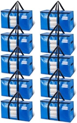 TAILI Sacos de mudança extra grandes, 4 pacotes de sacos pesados para armazenamento com janela visível, alças envoltas, saco de armazenamento