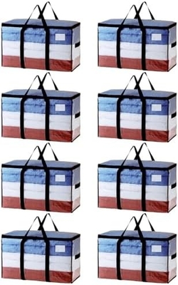 TAILI Sacos de mudança extra grandes, 4 pacotes de sacos pesados para armazenamento com janela visível, alças envoltas, saco de armazenamento
