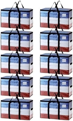 TAILI Sacos de mudança extra grandes, 4 pacotes de sacos pesados para armazenamento com janela visível, alças envoltas, saco de armazenamento