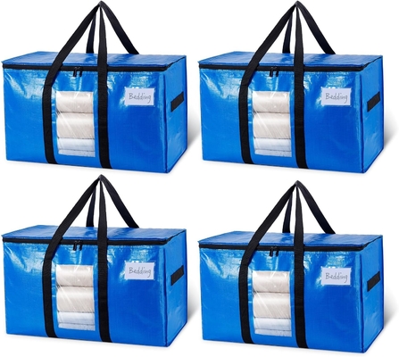 TAILI Sacos de mudança extra grandes, 4 pacotes de sacos pesados para armazenamento com janela visível, alças envoltas, saco de armazenamento