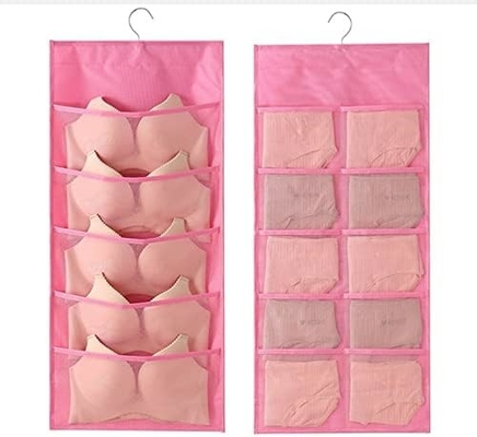 LIREX BRA DE armazenamento organizador com 10 bolsos, 1 embalagem de roupa interior dobrável organizador pendurado para guarda-roupa montagem de parede BRAHAN