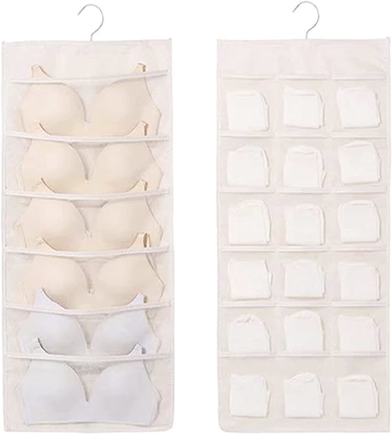 LIREX BRA DE armazenamento organizador com 10 bolsos, 1 embalagem de roupa interior dobrável organizador pendurado para guarda-roupa montagem de parede BRAHAN