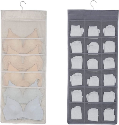Sustento e roupa interior organizador de armazenamento de rede bolsos de parede de dois lados prateleiras poupador de espaço saco meias roupa interior gaveta