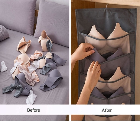 Sustento e roupa interior organizador de armazenamento de rede bolsos de parede de dois lados prateleiras poupador de espaço saco meias roupa interior gaveta