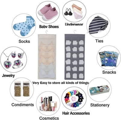 Sustento e roupa interior organizador de armazenamento de rede bolsos de parede de dois lados prateleiras poupador de espaço saco meias roupa interior gaveta