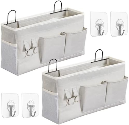 2pcs grande saco de armazenamento pendurado na parede, porta armário linho tecido bolsos organizador, à prova d'água para sala de estar quarto