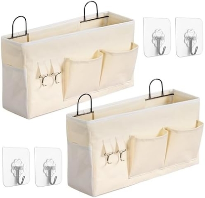 2pcs grande saco de armazenamento pendurado na parede, porta armário linho tecido bolsos organizador, à prova d'água para sala de estar quarto