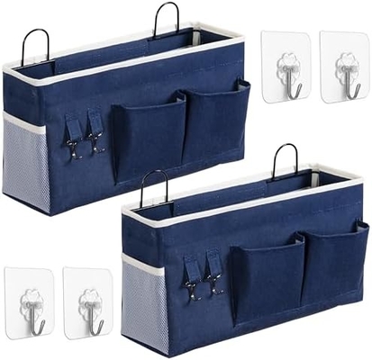2pcs grande saco de armazenamento pendurado na parede, porta armário linho tecido bolsos organizador, à prova d'água para sala de estar quarto