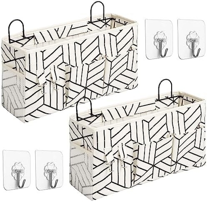 2pcs grande saco de armazenamento pendurado na parede, porta armário linho tecido bolsos organizador, à prova d'água para sala de estar quarto