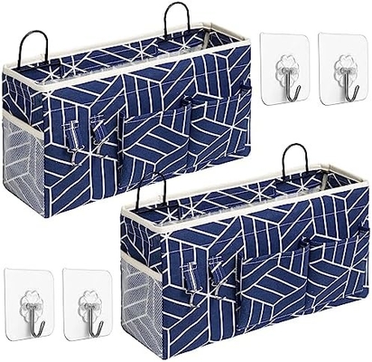 2pcs grande saco de armazenamento pendurado na parede, porta armário linho tecido bolsos organizador, à prova d'água para sala de estar quarto