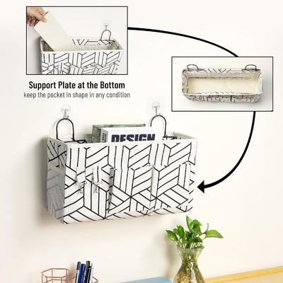 2pcs grande saco de armazenamento pendurado na parede, porta armário linho tecido bolsos organizador, à prova d'água para sala de estar quarto