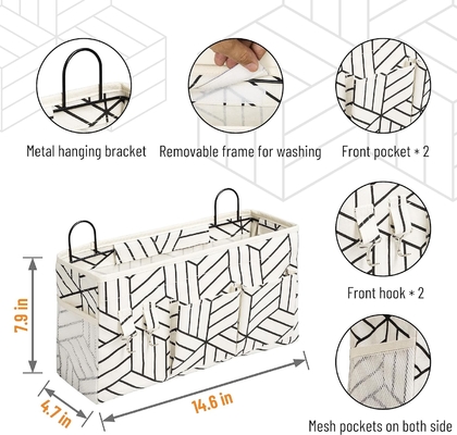 2pcs grande saco de armazenamento pendurado na parede, porta armário linho tecido bolsos organizador, à prova d'água para sala de estar quarto