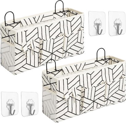 2pcs grande saco de armazenamento pendurado na parede, porta armário linho tecido bolsos organizador, à prova d'água para sala de estar quarto