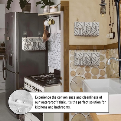 2pcs grande saco de armazenamento pendurado na parede, porta armário linho tecido bolsos organizador, à prova d'água para sala de estar quarto