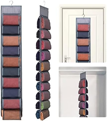 Organizador de armazenamento de pernas para armário, sistema de organizador de armário pendurado, porta de armários de roupas cinzentas com 20 rolos
