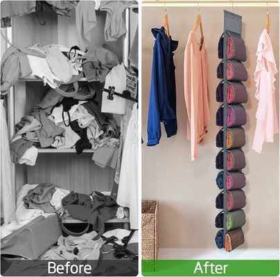 Organizador de armazenamento de pernas para armário, sistema de organizador de armário pendurado, porta de armários de roupas cinzentas com 20 rolos