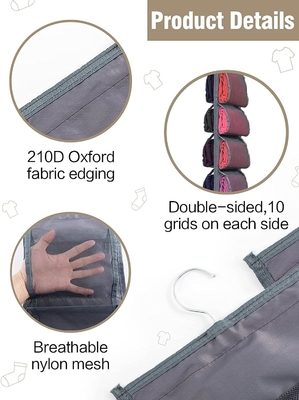 Organizador de armazenamento de pernas para armário, sistema de organizador de armário pendurado, porta de armários de roupas cinzentas com 20 rolos