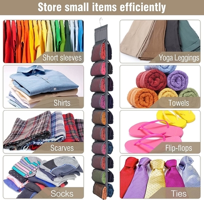 Organizador de armazenamento de pernas para armário, sistema de organizador de armário pendurado, porta de armários de roupas cinzentas com 20 rolos