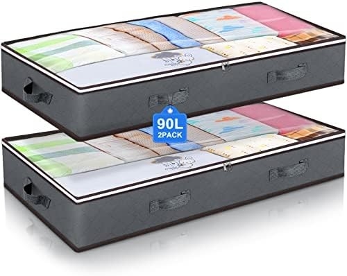Budding Joy 90L embalagens de armazenamento para debaixo da cama, organizadores de armários e caixas de armazenamento, sacos de armazenamento dobráveis para debaixo da cama