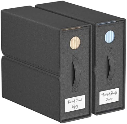 Organizadores e armazenamento de lençóis, 4-Pack, Queen/King Size (Grey), Organizador de lençóis de cama, contentores de armazenamento de tecido para lençóis de cama,