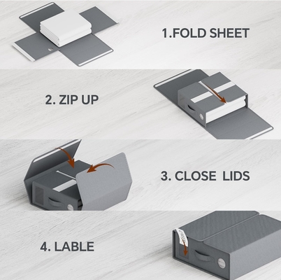Organizadores e armazenamento de lençóis, 4-Pack, Queen/King Size (Grey), Organizador de lençóis de cama, contentores de armazenamento de tecido para lençóis de cama,