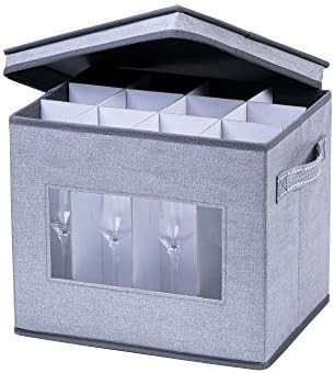 VENO 2 Pacotes Caixa de armazenamento de vidro de vinho com tampa e alças, produtos de vidro, China Organizer, ótimo para mudança, transporte.