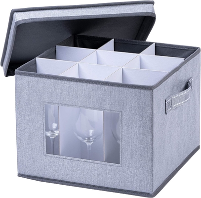VENO 2 Pacotes Caixa de armazenamento de vidro de vinho com tampa e alças, produtos de vidro, China Organizer, ótimo para mudança, transporte.