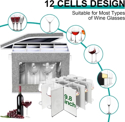 HOMYFORT VINHO VÍNIO VÍNIO CASE DE armazenamento STEMWARE, CHINA armazenamento contêineres caixa com divisores casca dura para 12 cristal de vidro