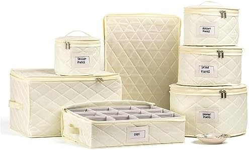 Containers de armazenamento de 7 PCs Kit de armazenamento de pratos com 48 cortar para o tamanho interior feltro.