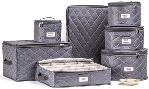 Containers de armazenamento de 7 PCs Kit de armazenamento de pratos com 48 cortar para o tamanho interior feltro.