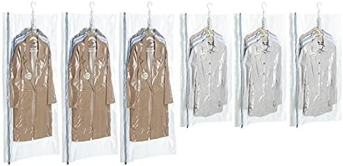 TAILI Sacos de armazenamento de vácuo pendurados Sacos de poupança de espaço, conjunto de 4 (2 longos, 2 curtos), sacos de vedação de vácuo transparente para roupas